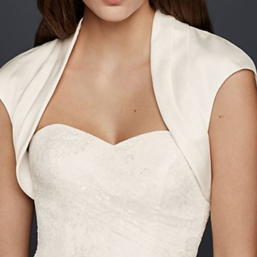 Pleated Satin Bolero with Cap Sleeves